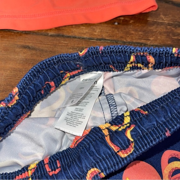 Carter's Orange and Blue Rashguard Swim Set 18m - Picture 3 of 5